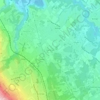 Mappa topografica Saint-Ange, altitudine, rilievo