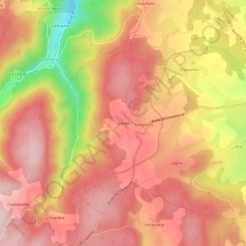 Mappa topografica Chanet, altitudine, rilievo