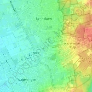 Mappa topografica De Peppeld, altitudine, rilievo