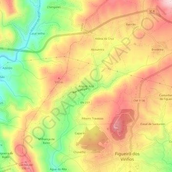 Mappa topografica Ana de Aviz, altitudine, rilievo