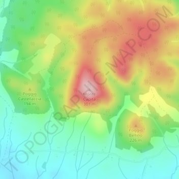 Mappa topografica Monte Capita, altitudine, rilievo