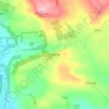 Mappa topografica Keithhall, altitudine, rilievo