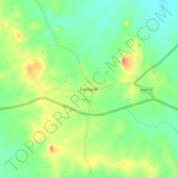 Mappa topografica Saraipali, altitudine, rilievo