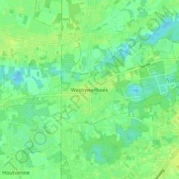 Mappa topografica Westmeerbeek, altitudine, rilievo