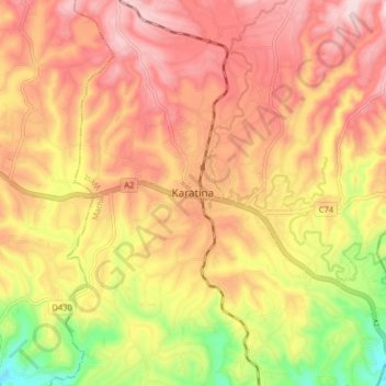 Mappa topografica Karatina, altitudine, rilievo