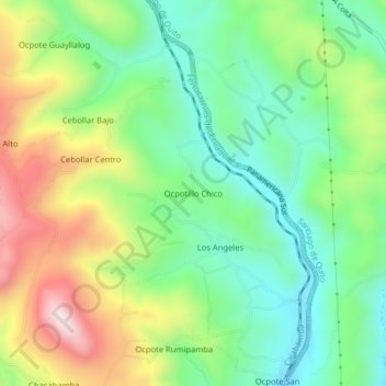 Mappa topografica Ocpotillo Chico, altitudine, rilievo