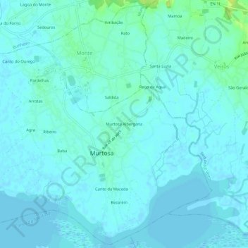Mappa topografica Murtosa Albergaria, altitudine, rilievo