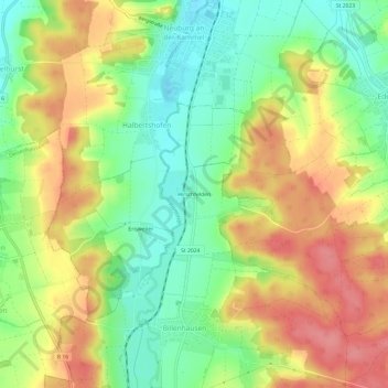 Mappa topografica Hirschfelden, altitudine, rilievo