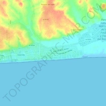 Mappa topografica La Antilla, altitudine, rilievo