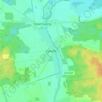 Mappa topografica Zauche, altitudine, rilievo