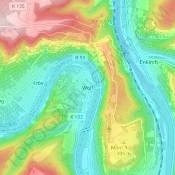 Mappa topografica Wolf, altitudine, rilievo