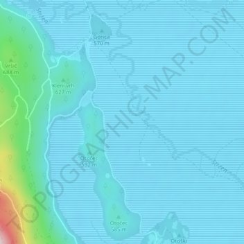 Mappa topografica Plitvice, altitudine, rilievo