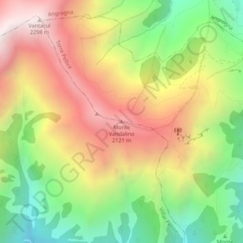 Mappa topografica Monte Vandalino, altitudine, rilievo