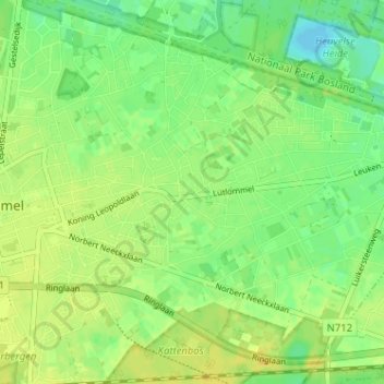 Mappa topografica Lutlommel, altitudine, rilievo