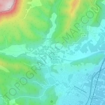 Mappa topografica La Foux, altitudine, rilievo