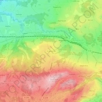 Mappa topografica Engenberg, altitudine, rilievo