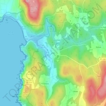 Mappa topografica Lires, altitudine, rilievo