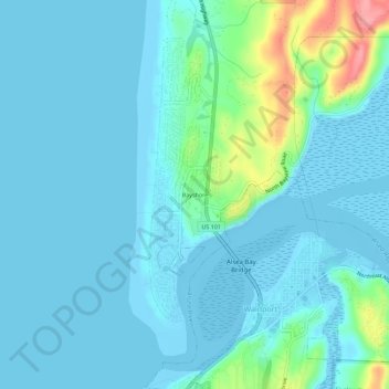 Mappa topografica Bayshore, altitudine, rilievo