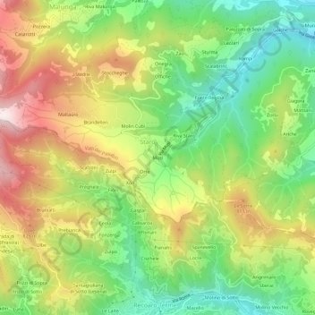Mappa topografica Musi, altitudine, rilievo