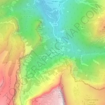 Mappa topografica Le Lignon, altitudine, rilievo