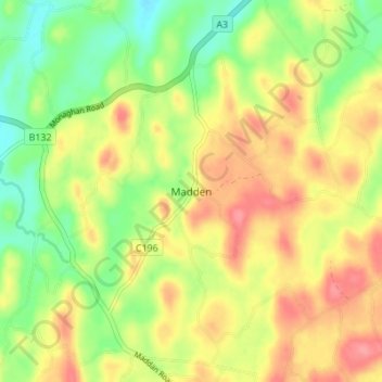 Mappa topografica Madden, altitudine, rilievo