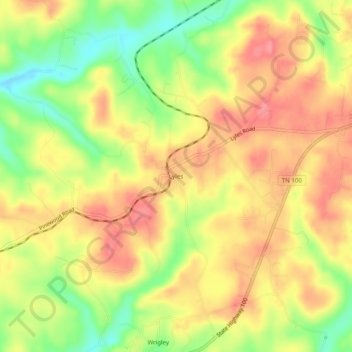 Mappa topografica Lyles, altitudine, rilievo