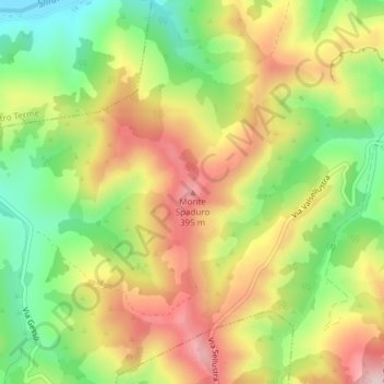 Mappa topografica Monte Spaduro, altitudine, rilievo