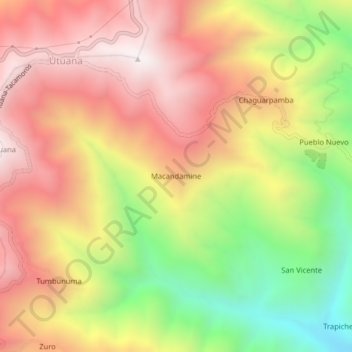 Mappa topografica Macandamine, altitudine, rilievo