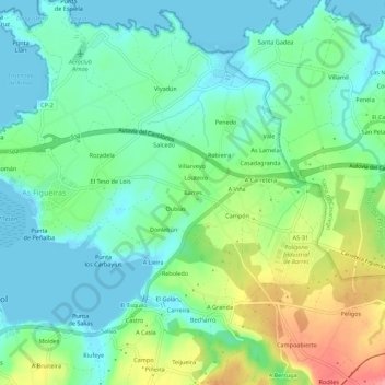 Mappa topografica Barres, altitudine, rilievo