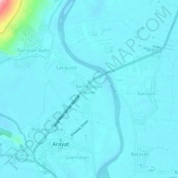 Mappa topografica San Agustin Norte, altitudine, rilievo