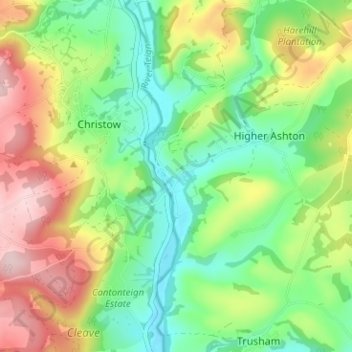 Mappa topografica Lower Ashton, altitudine, rilievo