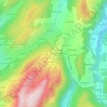 Mappa topografica Hirmentaz, altitudine, rilievo