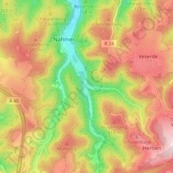 Mappa topografica Lahmen Hasen, altitudine, rilievo
