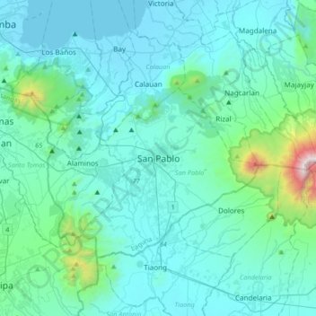 Mappa topografica San Pablo, altitudine, rilievo