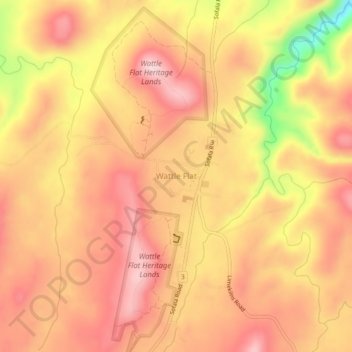 Mappa topografica Wattle Flat, altitudine, rilievo