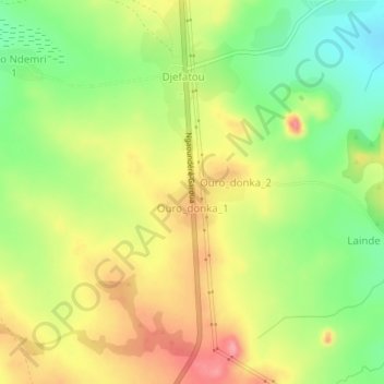 Mappa topografica Ouro Donka, altitudine, rilievo