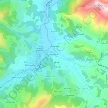 Mappa topografica Kortaldeta, altitudine, rilievo