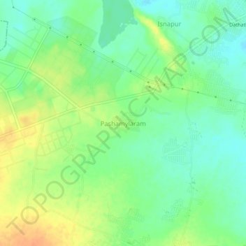 Mappa topografica Pashamylaram, altitudine, rilievo