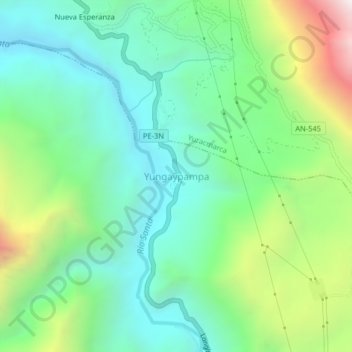 Mappa topografica Yungaypampa, altitudine, rilievo
