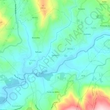 Mappa topografica Quintela, altitudine, rilievo