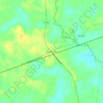 Mappa topografica Bleakwood, altitudine, rilievo