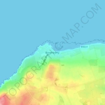 Mappa topografica Rosehearty, altitudine, rilievo