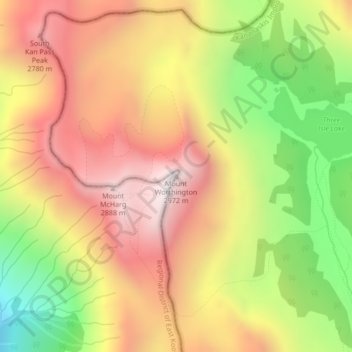 Mappa topografica Mount Worthington, altitudine, rilievo