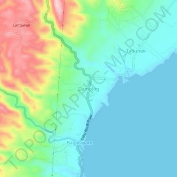 Mappa topografica Damolog, altitudine, rilievo