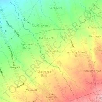 Mappa topografica Palocpoc I, altitudine, rilievo