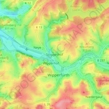 Mappa topografica Stöpgeshof, altitudine, rilievo