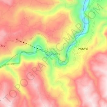 Mappa topografica Las Lajas, altitudine, rilievo