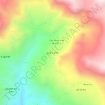 Mappa topografica San Martin, altitudine, rilievo