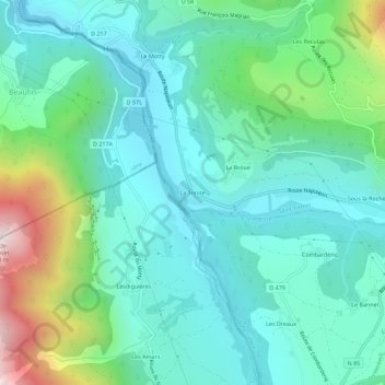Mappa topografica La Trinité, altitudine, rilievo