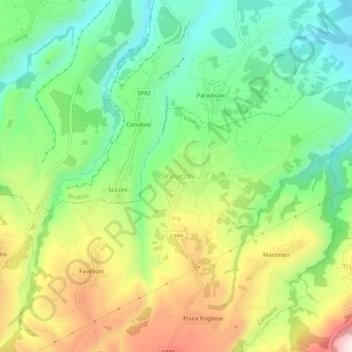 Mappa topografica Pannaconi, altitudine, rilievo
